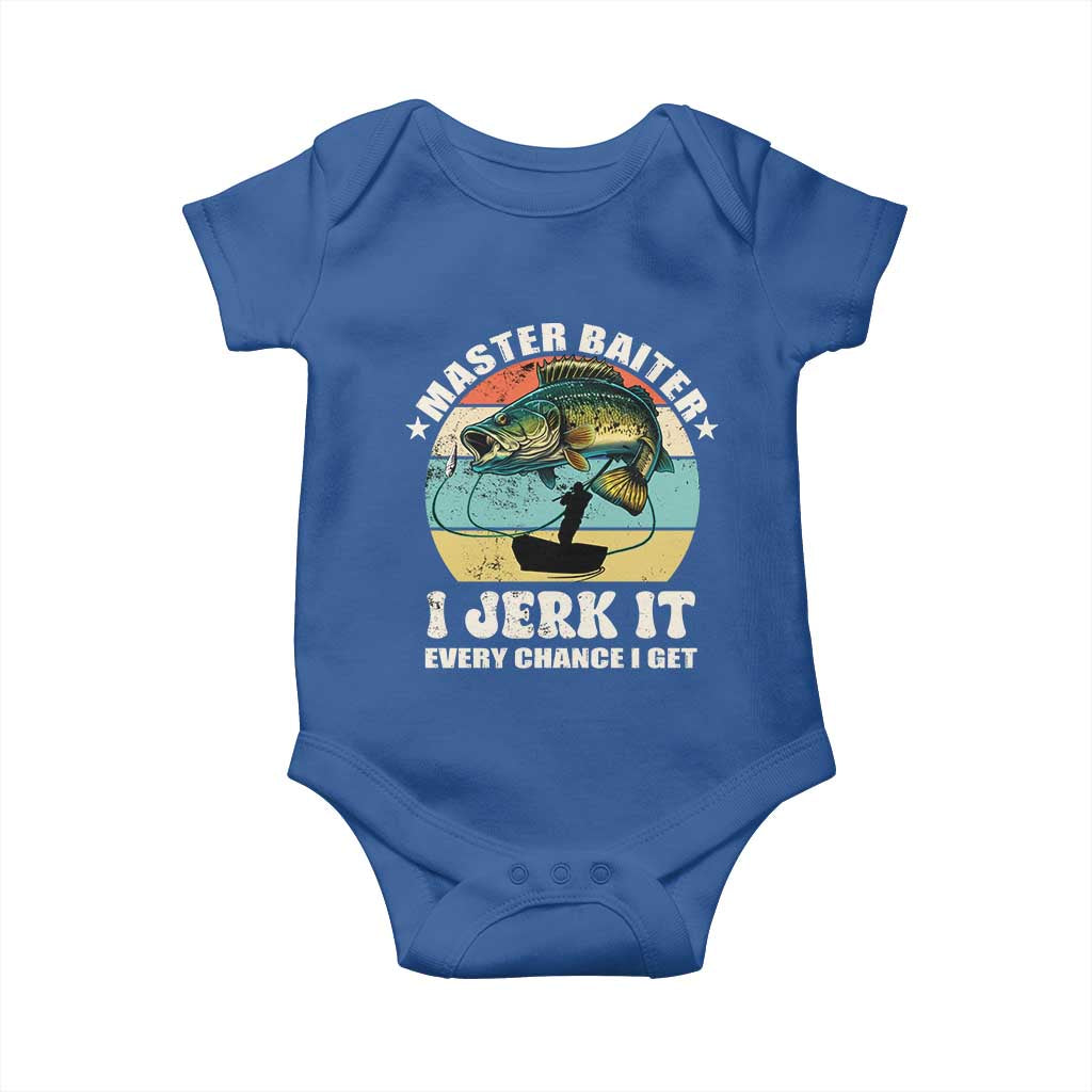 Funny Fishing Master-Baiter Baby Onesie Kayak Fishing Dad Grandpa Bass Fish Adult Humor TS02 Royal Blue Print Your Wear