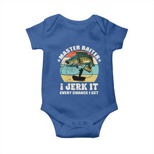 Funny Fishing Master-Baiter Baby Onesie Kayak Fishing Dad Grandpa Bass Fish Adult Humor TS02 Royal Blue Print Your Wear
