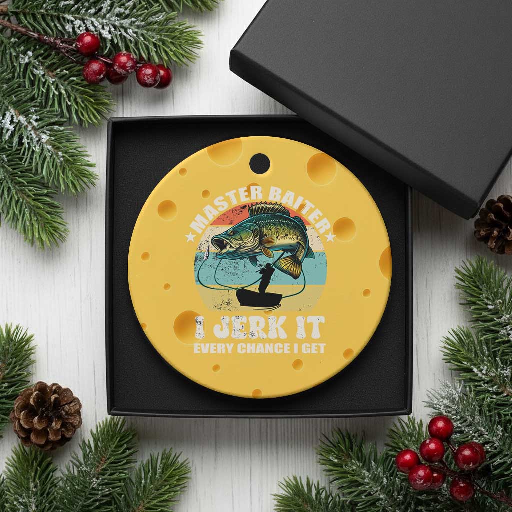 Funny Fishing Master-Baiter Ceramic Ornament Kayak Fishing Dad Grandpa Bass Fish Adult Humor TS02 1pc Yellow Cheese Print Your Wear
