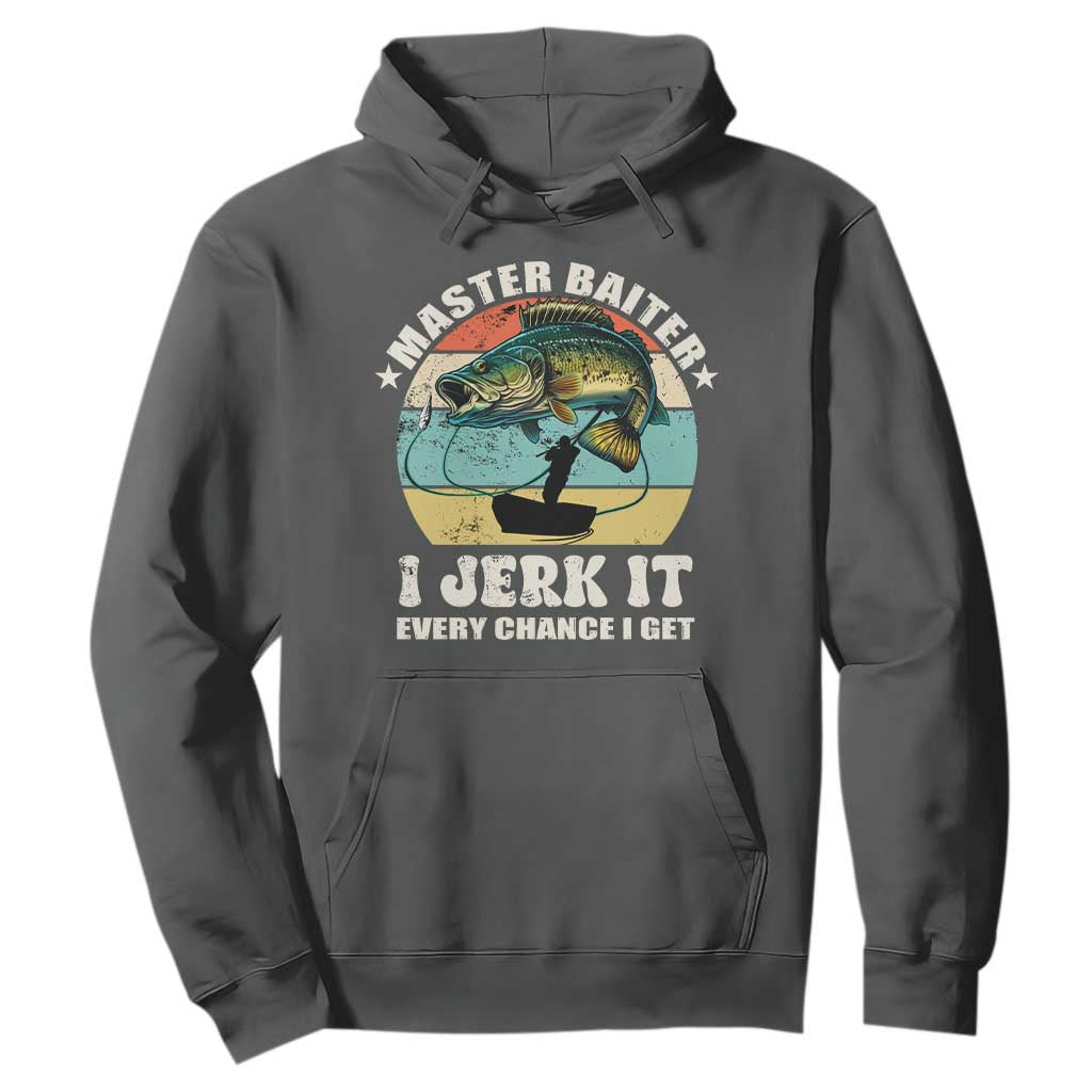 Funny Fishing Master-Baiter Hoodie Kayak Fishing Dad Grandpa Bass Fish Adult Humor TS02 Dark Heather Print Your Wear