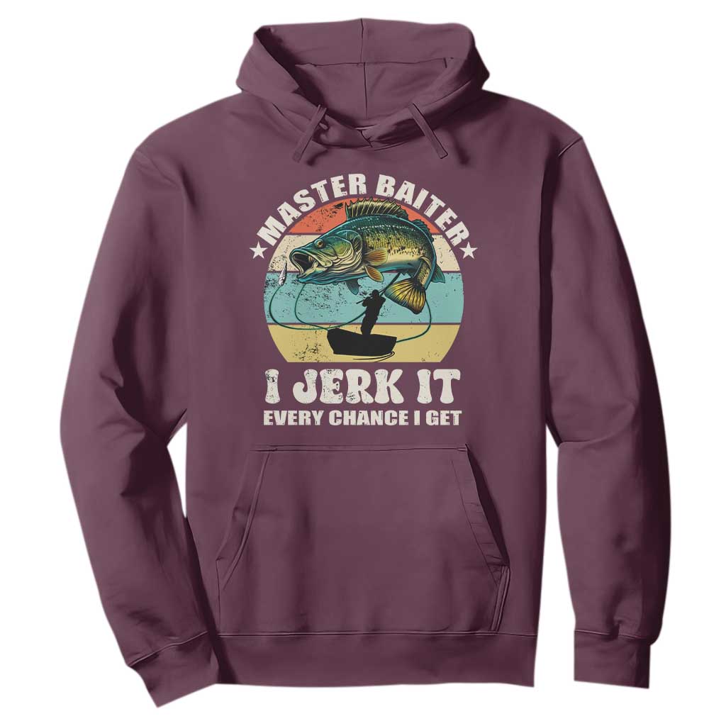 Funny Fishing Master-Baiter Hoodie Kayak Fishing Dad Grandpa Bass Fish Adult Humor TS02 Maroon Print Your Wear