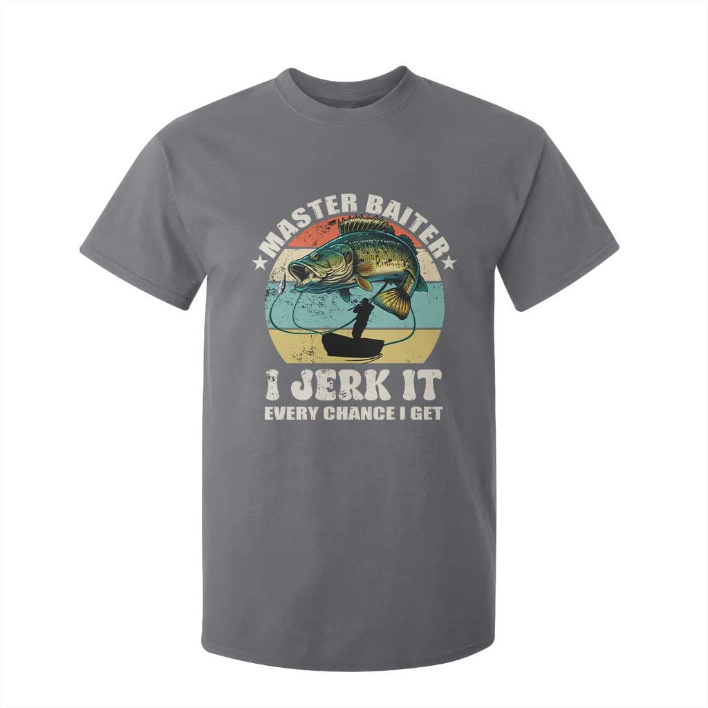 Funny Fishing Master-Baiter T Shirt For Kid Kayak Fishing Dad Grandpa Bass Fish Adult Humor TS02 Charcoal Print Your Wear