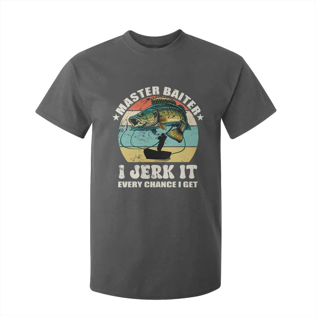 Funny Fishing Master-Baiter T Shirt For Kid Kayak Fishing Dad Grandpa Bass Fish Adult Humor TS02 Dark Heather Print Your Wear