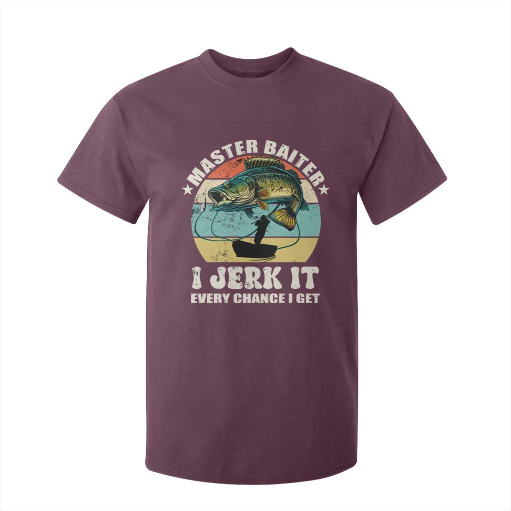 Funny Fishing Master-Baiter T Shirt For Kid Kayak Fishing Dad Grandpa Bass Fish Adult Humor TS02 Maroon Print Your Wear