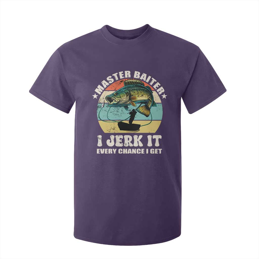 Funny Fishing Master-Baiter T Shirt For Kid Kayak Fishing Dad Grandpa Bass Fish Adult Humor TS02 Purple Print Your Wear