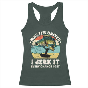 Funny Fishing Master-Baiter Racerback Tank Top Kayak Fishing Dad Grandpa Bass Fish Adult Humor TS02 Dark Forest Green Print Your Wear