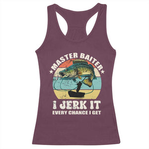 Funny Fishing Master-Baiter Racerback Tank Top Kayak Fishing Dad Grandpa Bass Fish Adult Humor TS02 Maroon Print Your Wear
