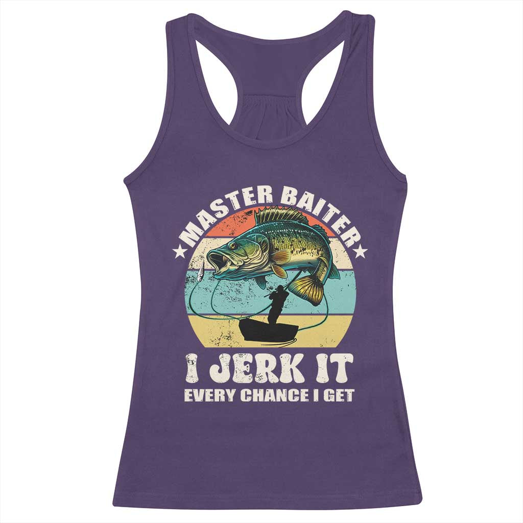 Funny Fishing Master-Baiter Racerback Tank Top Kayak Fishing Dad Grandpa Bass Fish Adult Humor TS02 Purple Print Your Wear