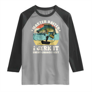 Funny Fishing Master-Baiter Raglan Shirt Kayak Fishing Dad Grandpa Bass Fish Adult Humor TS02 Sport Gray Black Print Your Wear