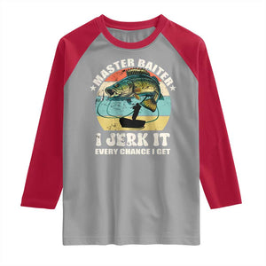 Funny Fishing Master-Baiter Raglan Shirt Kayak Fishing Dad Grandpa Bass Fish Adult Humor TS02 Sport Gray Red Print Your Wear