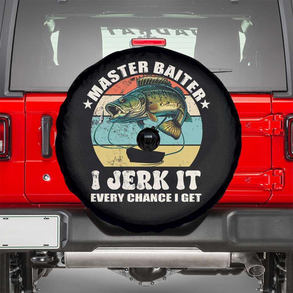 Funny Fishing Master-Baiter Spare Tire Cover Kayak Fishing Dad Grandpa Bass Fish Adult Humor TS02 Black Print Your Wear