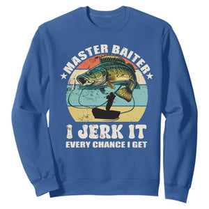 Funny Fishing Master-Baiter Sweatshirt Kayak Fishing Dad Grandpa Bass Fish Adult Humor TS02 Royal Blue Print Your Wear