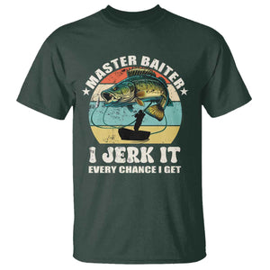Funny Fishing Master-Baiter T Shirt Kayak Fishing Dad Grandpa Bass Fish Adult Humor TS02 Dark Forest Green Print Your Wear