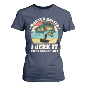 Funny Fishing Master-Baiter T Shirt For Women Kayak Fishing Dad Grandpa Bass Fish Adult Humor TS02 Navy Print Your Wear