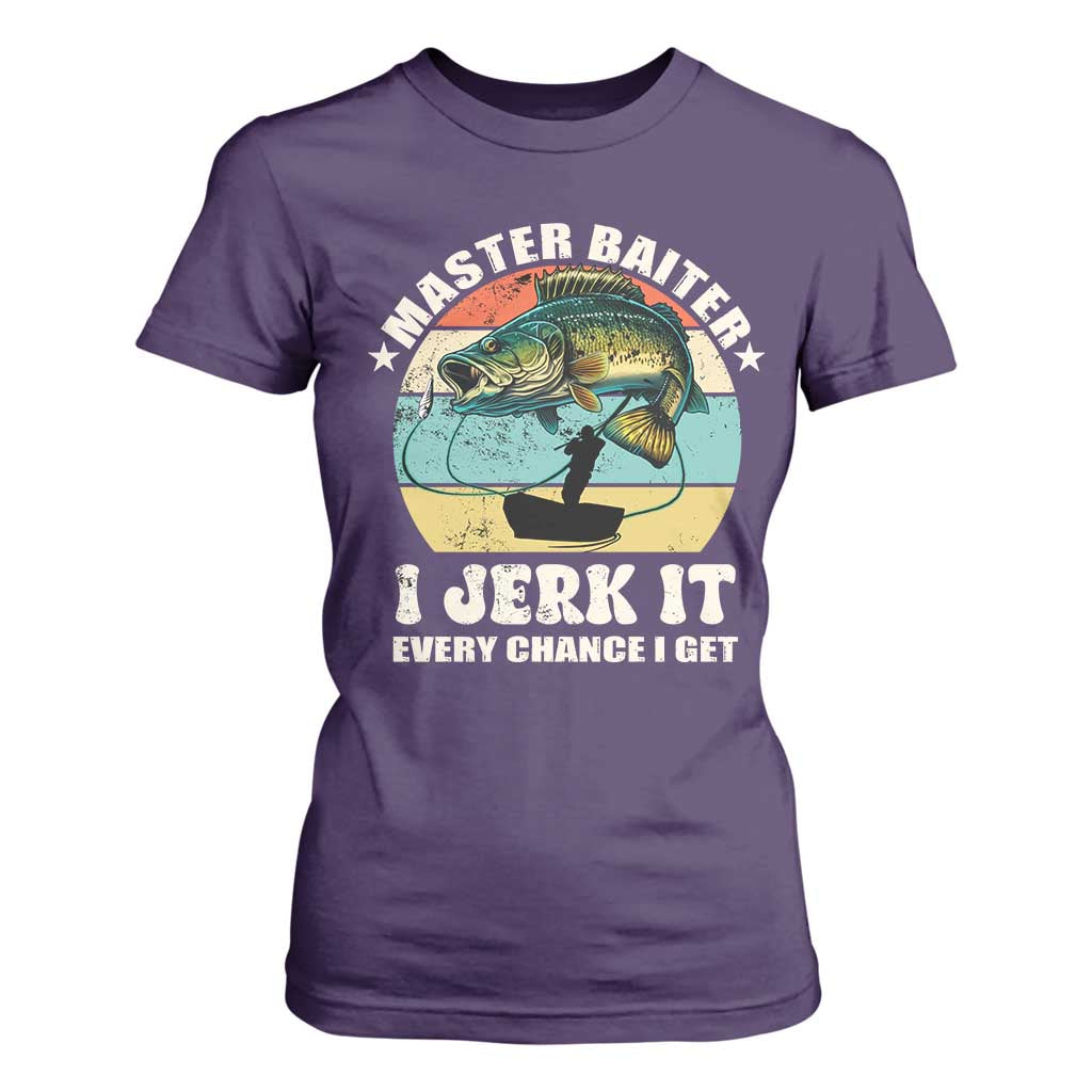 Funny Fishing Master-Baiter T Shirt For Women Kayak Fishing Dad Grandpa Bass Fish Adult Humor TS02 Purple Print Your Wear