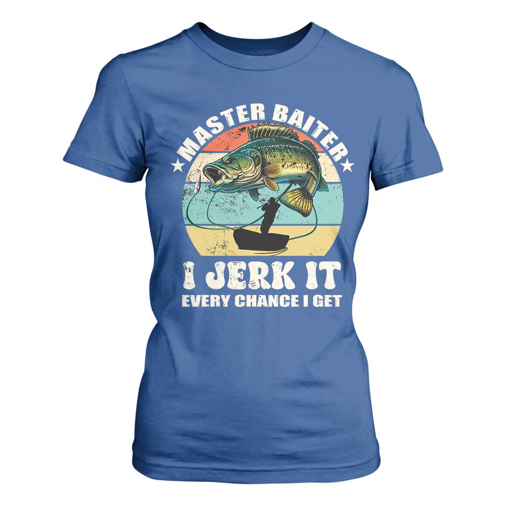 Funny Fishing Master-Baiter T Shirt For Women Kayak Fishing Dad Grandpa Bass Fish Adult Humor TS02 Royal Blue Print Your Wear