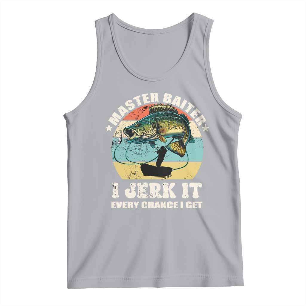 Funny Fishing Master-Baiter Tank Top Kayak Fishing Dad Grandpa Bass Fish Adult Humor TS02 Athletic Heather Print Your Wear