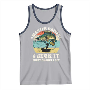 Funny Fishing Master-Baiter Tank Top Kayak Fishing Dad Grandpa Bass Fish Adult Humor TS02 Athletic Heather Navy Print Your Wear