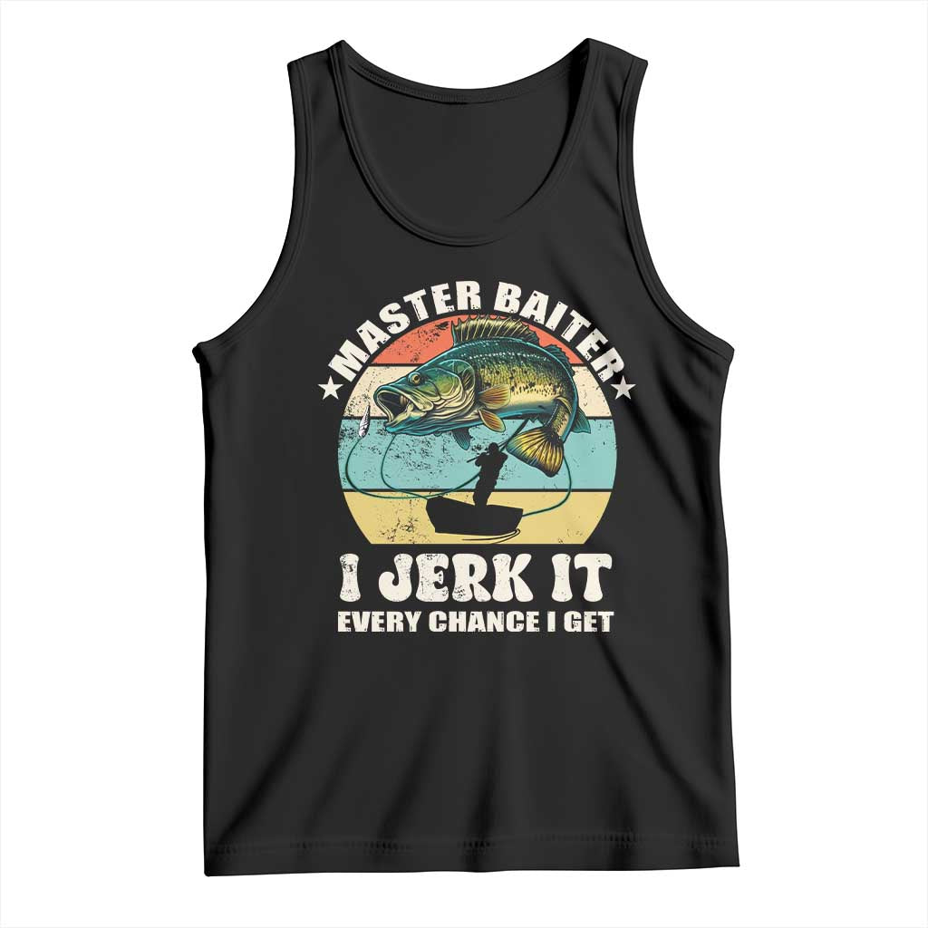 Funny Fishing Master-Baiter Tank Top Kayak Fishing Dad Grandpa Bass Fish Adult Humor TS02 Black Print Your Wear