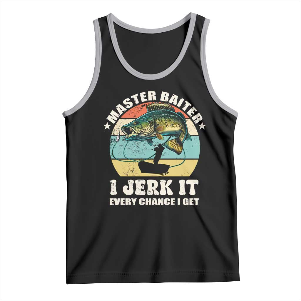 Funny Fishing Master-Baiter Tank Top Kayak Fishing Dad Grandpa Bass Fish Adult Humor TS02 Black Athletic Heather Print Your Wear