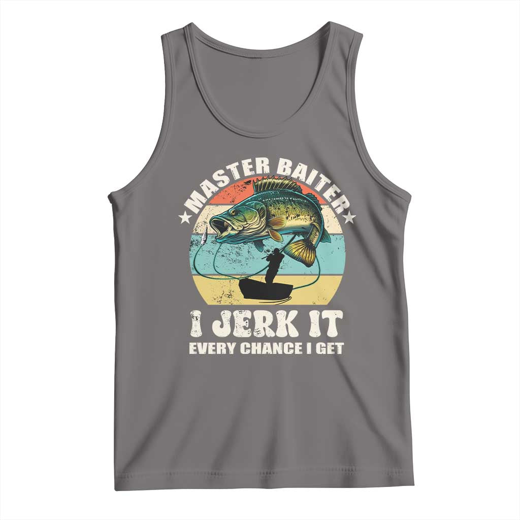 Funny Fishing Master-Baiter Tank Top Kayak Fishing Dad Grandpa Bass Fish Adult Humor TS02 Deep Heather Print Your Wear