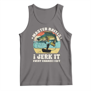 Funny Fishing Master-Baiter Tank Top Kayak Fishing Dad Grandpa Bass Fish Adult Humor TS02 Deep Heather Print Your Wear