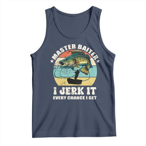 Funny Fishing Master-Baiter Tank Top Kayak Fishing Dad Grandpa Bass Fish Adult Humor TS02 Navy Print Your Wear