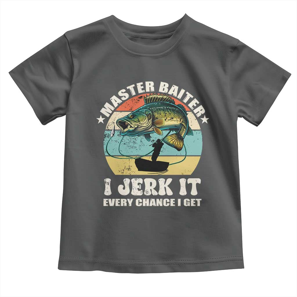 Funny Fishing Master-Baiter Toddler T Shirt Kayak Fishing Dad Grandpa Bass Fish Adult Humor TS02 Dark Heather Print Your Wear