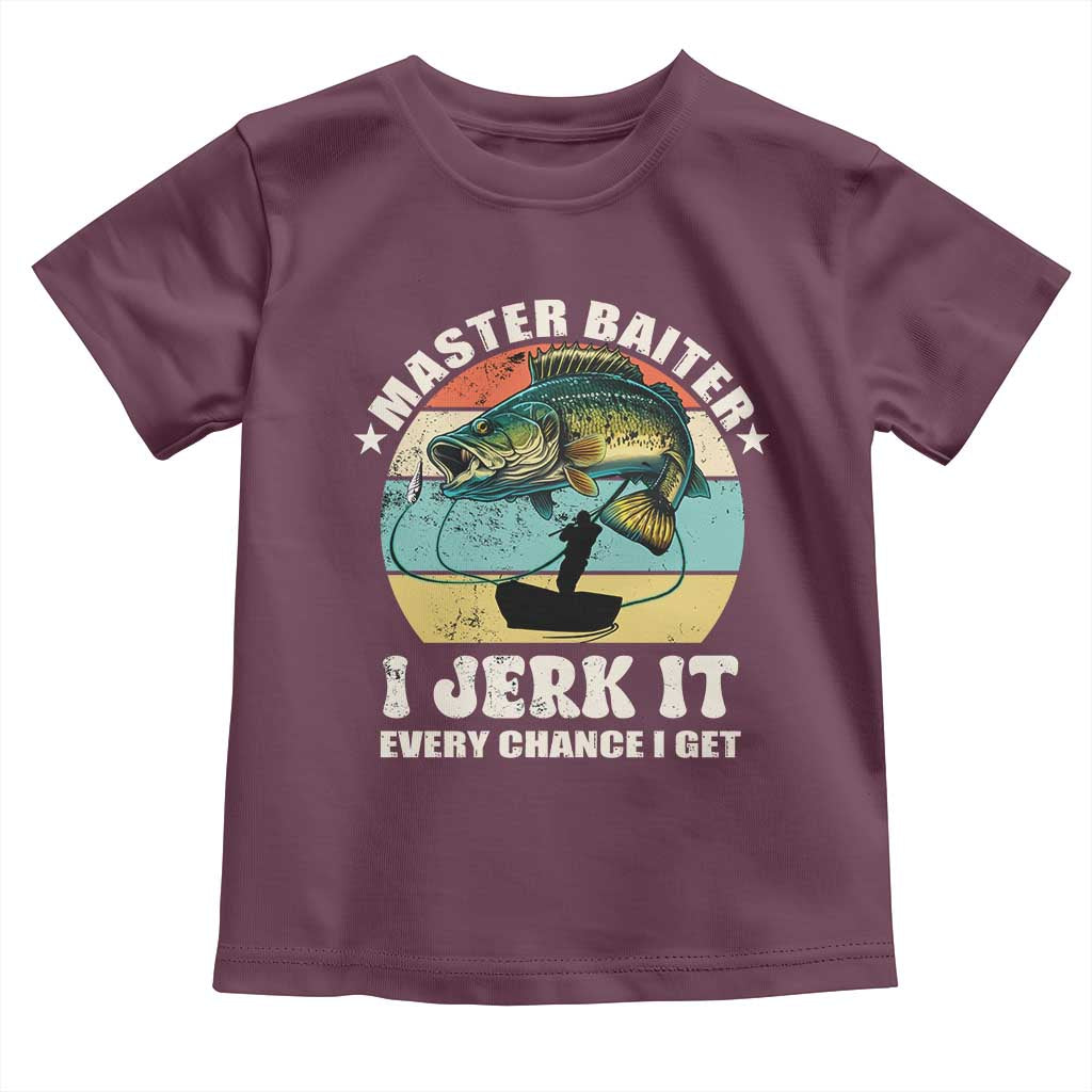 Funny Fishing Master-Baiter Toddler T Shirt Kayak Fishing Dad Grandpa Bass Fish Adult Humor TS02 Maroon Print Your Wear