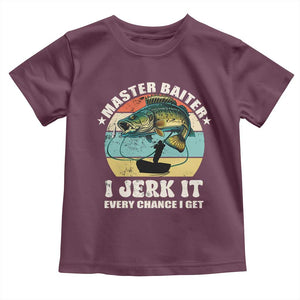 Funny Fishing Master-Baiter Toddler T Shirt Kayak Fishing Dad Grandpa Bass Fish Adult Humor TS02 Maroon Print Your Wear