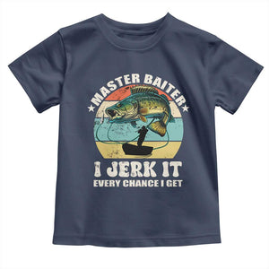 Funny Fishing Master-Baiter Toddler T Shirt Kayak Fishing Dad Grandpa Bass Fish Adult Humor TS02 Navy Print Your Wear