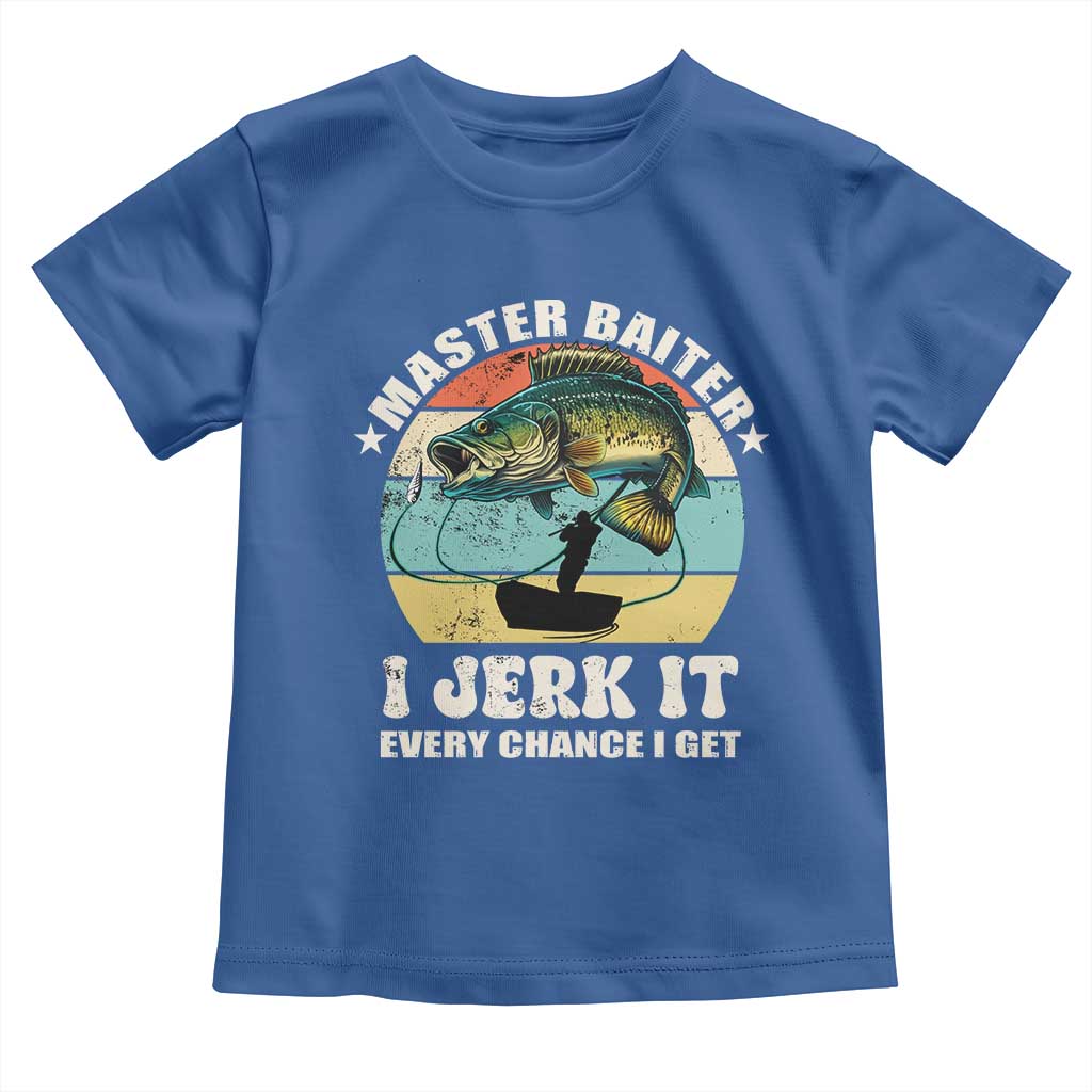 Funny Fishing Master-Baiter Toddler T Shirt Kayak Fishing Dad Grandpa Bass Fish Adult Humor TS02 Royal Blue Print Your Wear