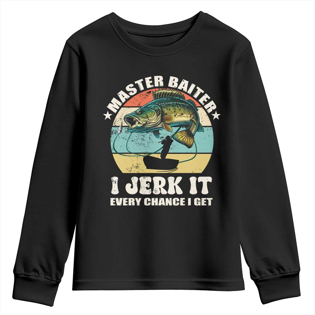 Funny Fishing Master-Baiter Youth Sweatshirt Kayak Fishing Dad Grandpa Bass Fish Adult Humor TS02 Black Print Your Wear