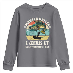 Funny Fishing Master-Baiter Youth Sweatshirt Kayak Fishing Dad Grandpa Bass Fish Adult Humor TS02 Charcoal Print Your Wear