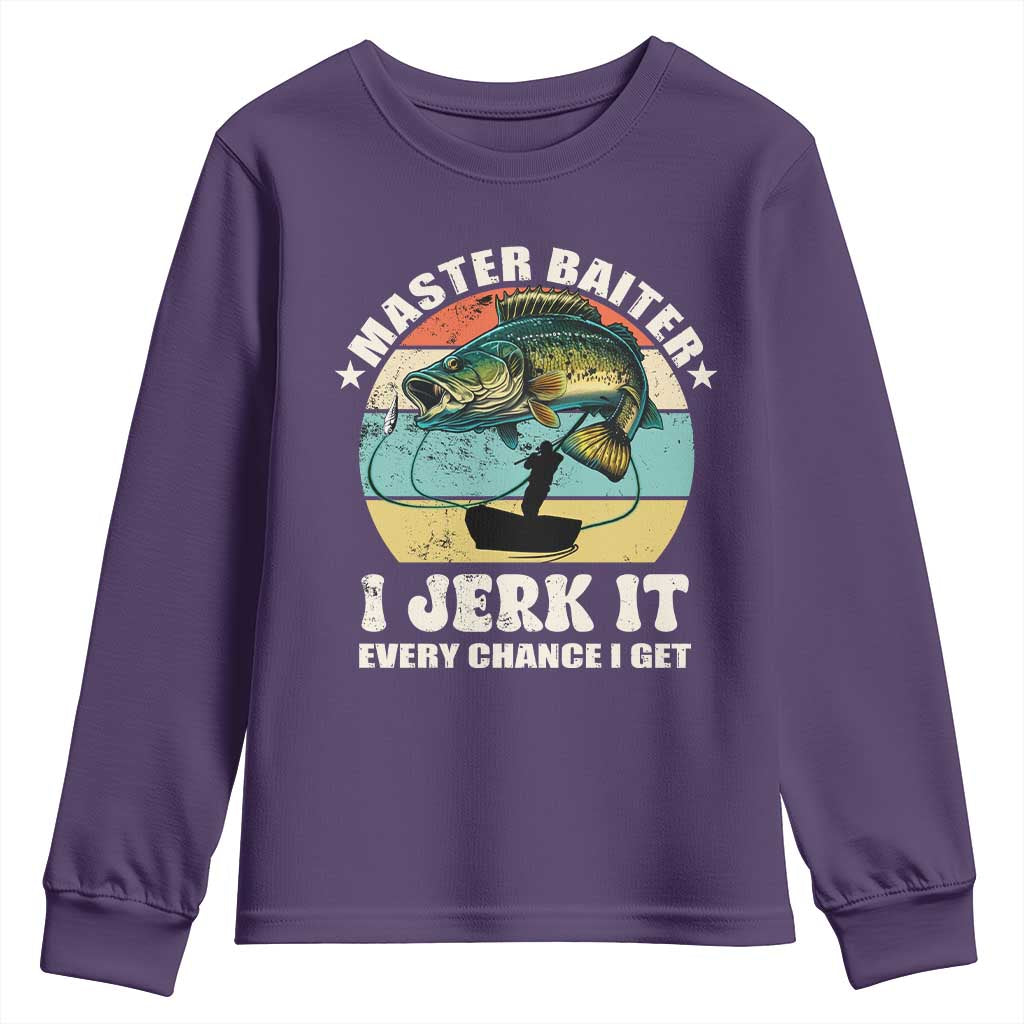 Funny Fishing Master-Baiter Youth Sweatshirt Kayak Fishing Dad Grandpa Bass Fish Adult Humor TS02 Purple Print Your Wear