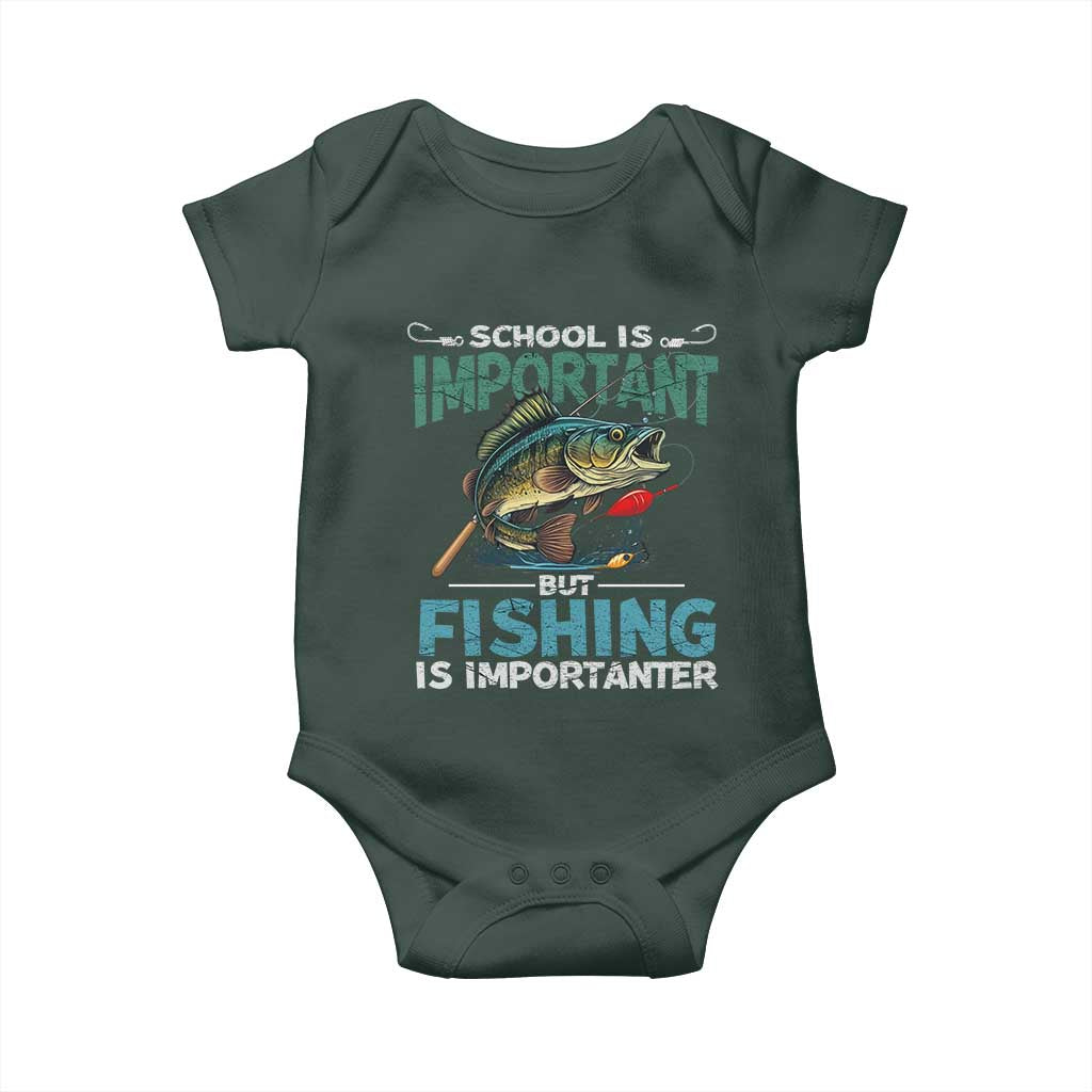 Funny Fishing Baby Onesie School Is Important But Fishing Is Importanter Bass Fisherman TS02 Print Your Wear