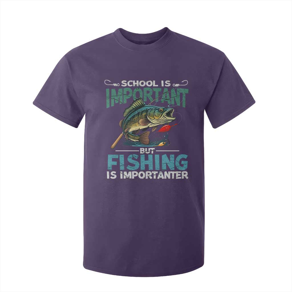 Funny Fishing T Shirt For Kid School Is Important But Fishing Is Importanter Bass Fisherman TS02 Purple Print Your Wear