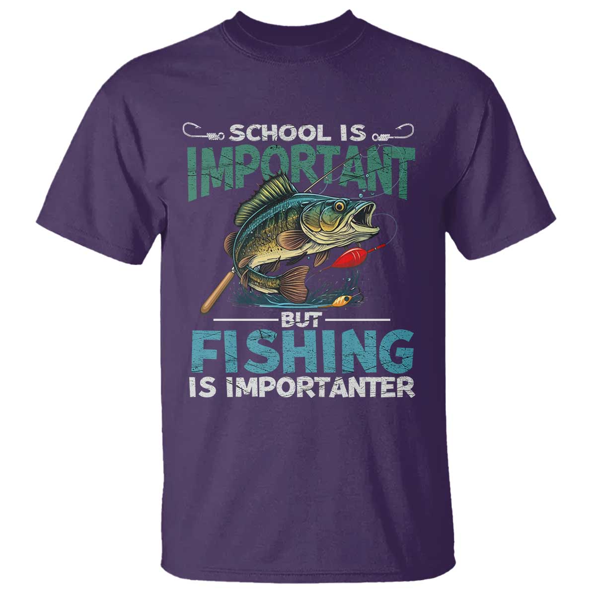Funny Fishing T Shirt School Is Important But Fishing Is Importanter Bass Fisherman TS02 Purple Print Your Wear