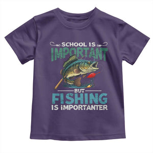 Funny Fishing Toddler T Shirt School Is Important But Fishing Is Importanter Bass Fisherman TS02 Purple Print Your Wear
