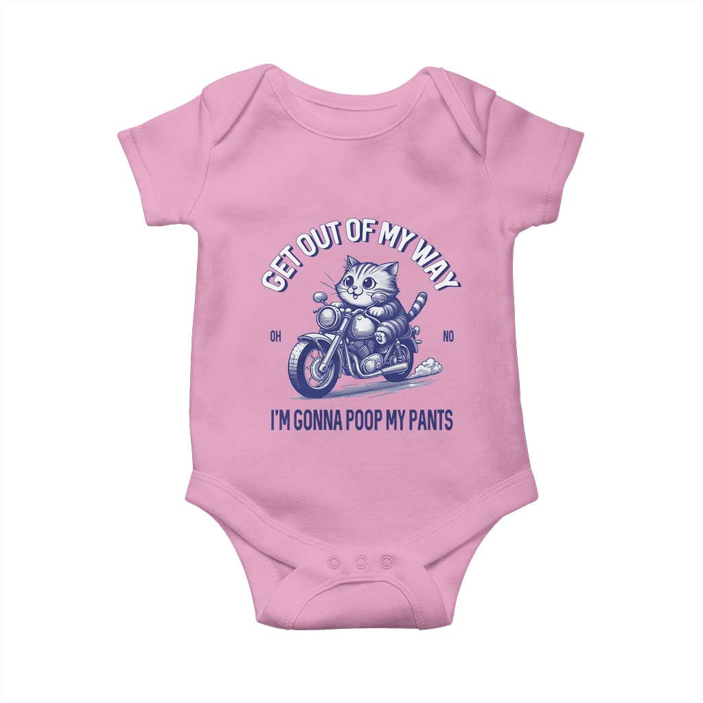 Funny Cat Meme Baby Onesie Get Out of My Way Gonna Poop My Pants Adult Humor Meme TS02 Light Pink Print Your Wear