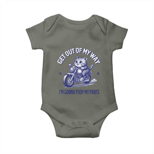 Funny Cat Meme Baby Onesie Get Out of My Way Gonna Poop My Pants Adult Humor Meme TS02 Military Green Print Your Wear