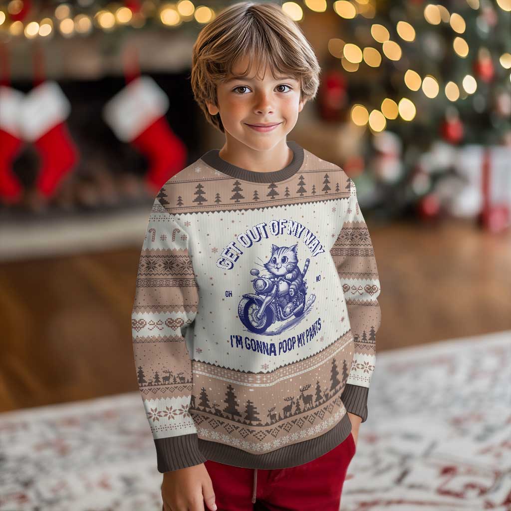 Funny Cat Meme Ugly Christmas Sweater Get Out of My Way Gonna Poop My Pants Adult Humor Meme TS02 Mocha Mousse Print Your Wear