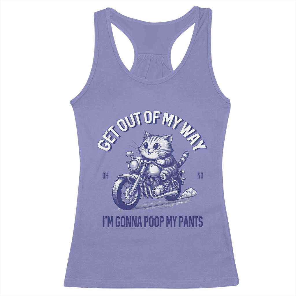 Funny Cat Meme Racerback Tank Top Get Out of My Way Gonna Poop My Pants Adult Humor Meme TS02 Violet Print Your Wear