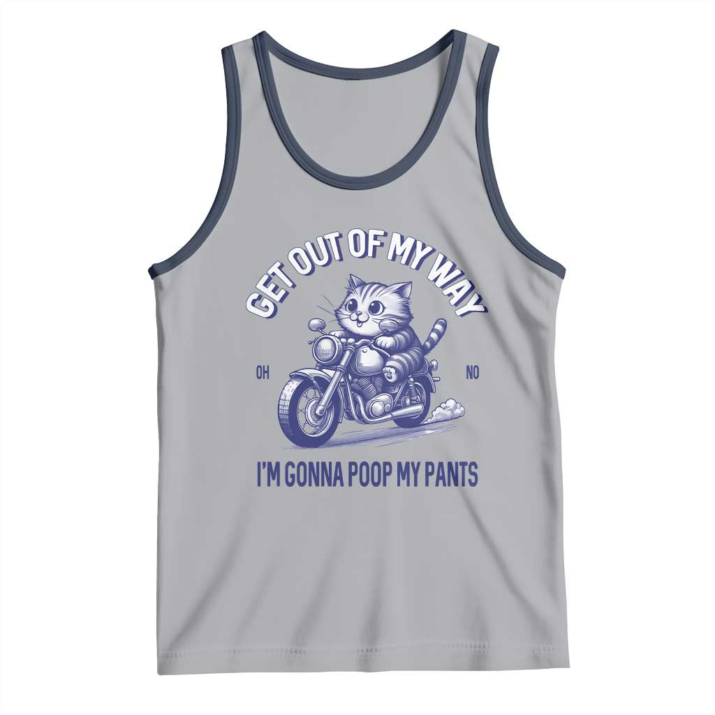 Funny Cat Meme Tank Top Get Out of My Way Gonna Poop My Pants Adult Humor Meme TS02 Athletic Heather Navy Print Your Wear