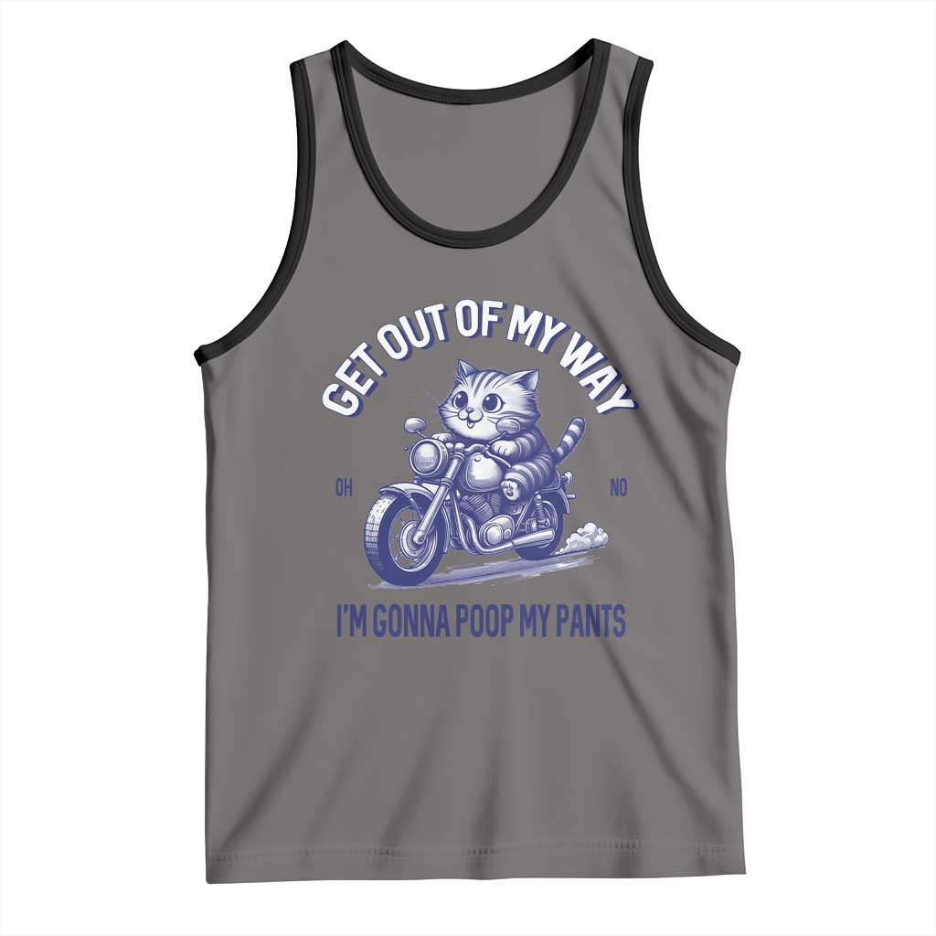 Funny Cat Meme Tank Top Get Out of My Way Gonna Poop My Pants Adult Humor Meme TS02 Deep Heather Black Print Your Wear