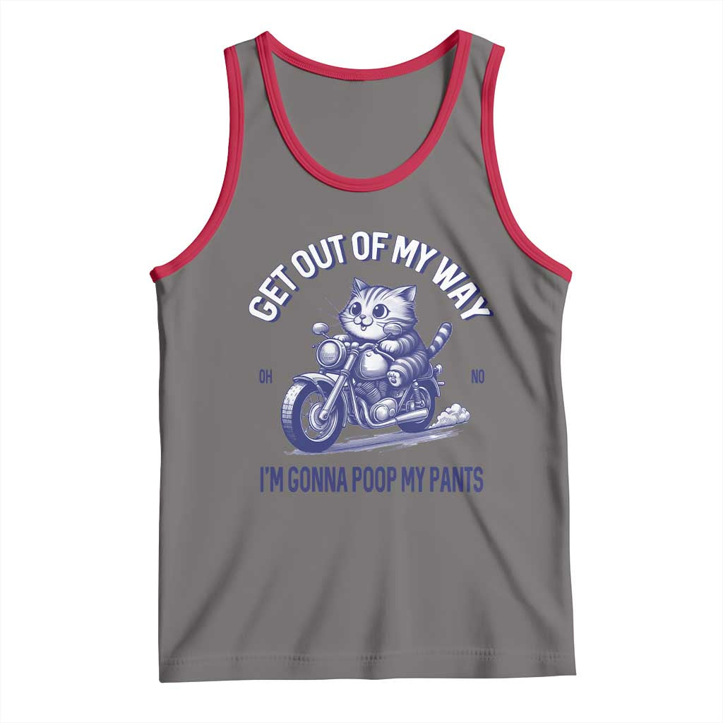 Funny Cat Meme Tank Top Get Out of My Way Gonna Poop My Pants Adult Humor Meme TS02 Deep Heather Red Print Your Wear