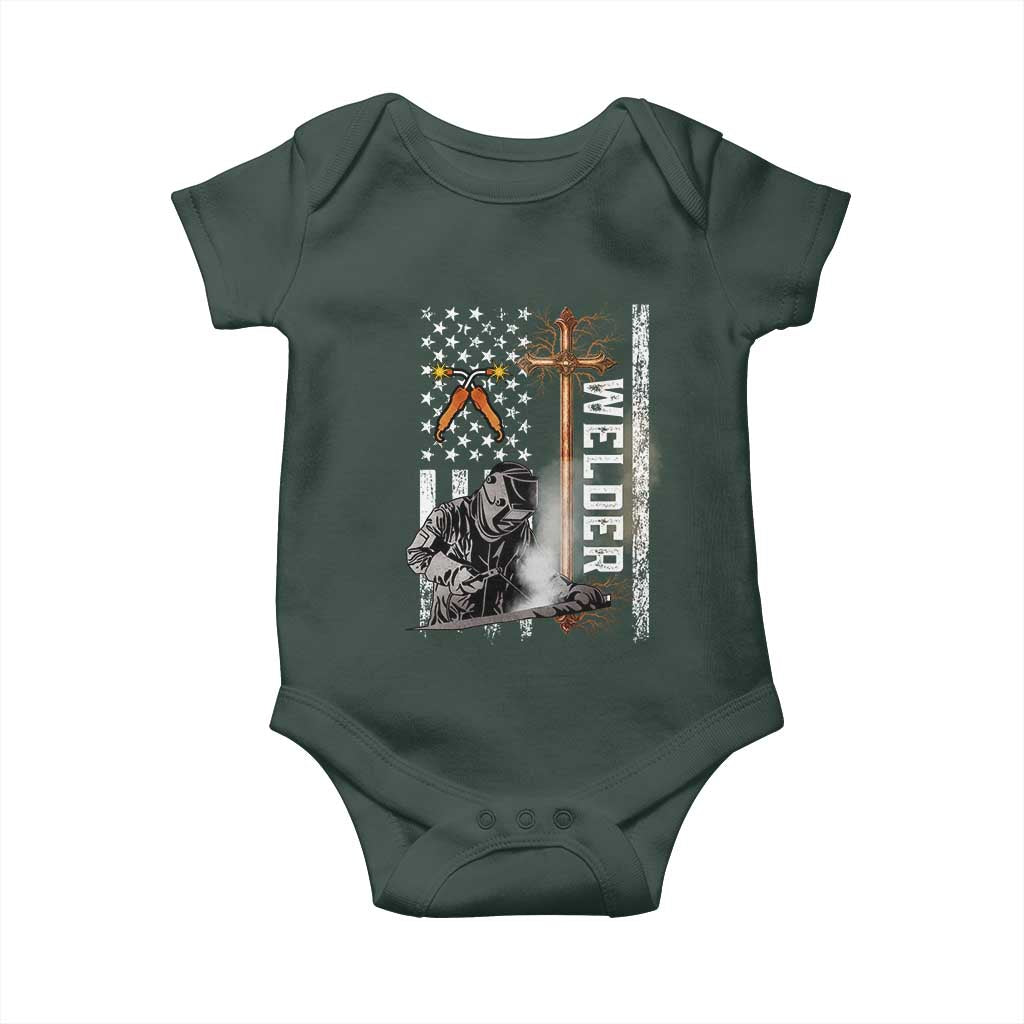 American Welder Baby Onesie Welding USA Flag Christian Cross TS02 Print Your Wear