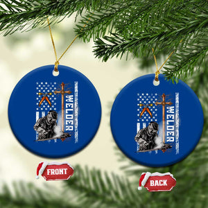 American Welder Ceramic Ornament Welding USA Flag Christian Cross TS02 1pc Blue Print Your Wear