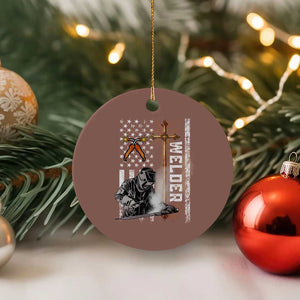 American Welder Ceramic Ornament Welding USA Flag Christian Cross TS02 1pc Mocha Print Your Wear