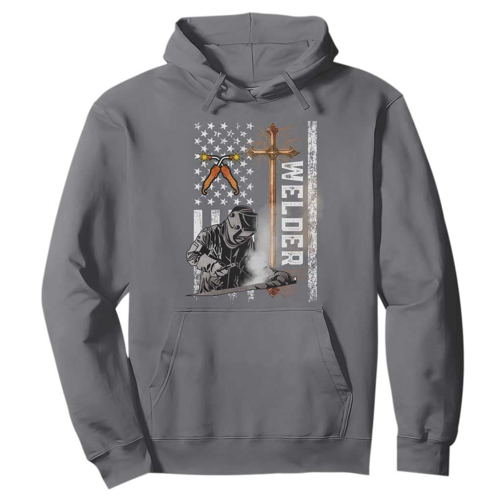 American Welder Hoodie Welding USA Flag Christian Cross TS02 Charcoal Print Your Wear